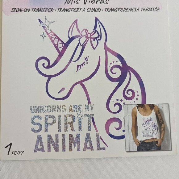 NWT 'Unicorns Are My Spirit Animal' T-Shirt Iron On Transfer My Vibes Summer DIY - Picture 6 of 9